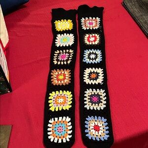 Colorful granny square  Crochet Knit Leg thigh socks never worn